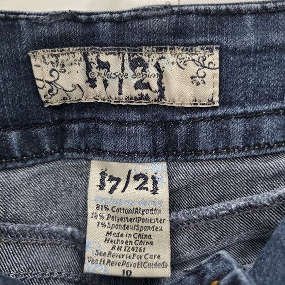 17/21 Exclusive Denim Vintage Y2K Women's Dark Wash Flare Leg Jeans Size 10 - Picture 5 of 8